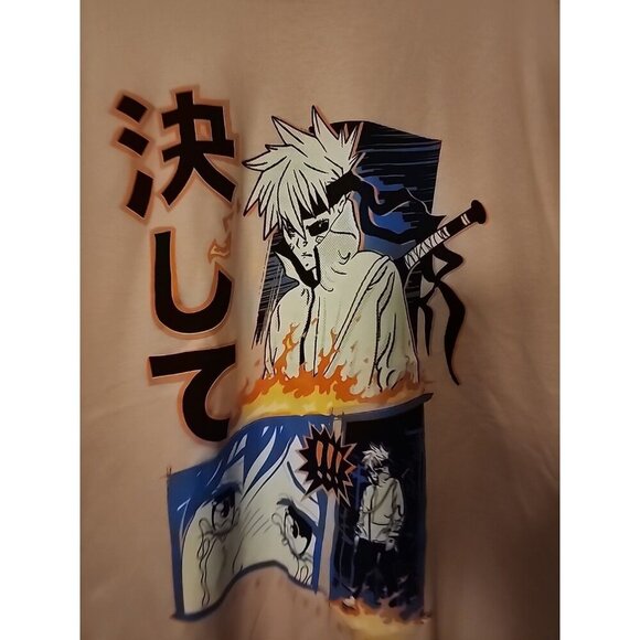 NARUTO MENS NEVER SURRENDER T SHIRT LARGE A115 EXCELLENT NEW ANIME NICE SZ L - Picture 1 of 5